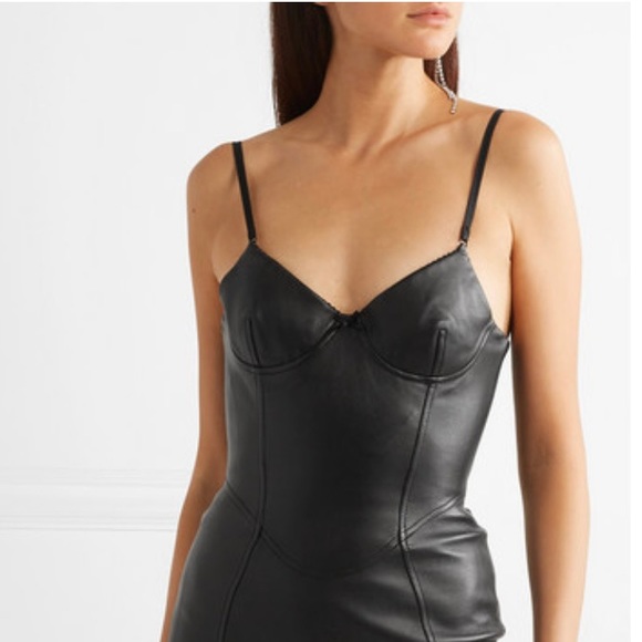 ALEXANDER WANG STRETCH LEATHER BUSTIER “LITTLE BLACK DRESS”, SZ 4 BLACK - Picture 10 of 16